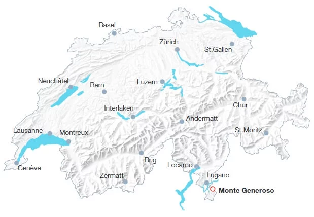 Map Monte Generoso cog railroad